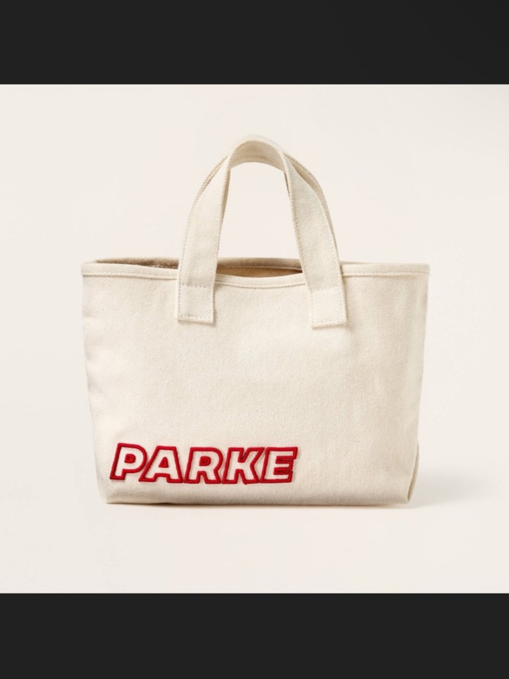 Parke Mini Canvas Tote Bag in Natural with Red Logo